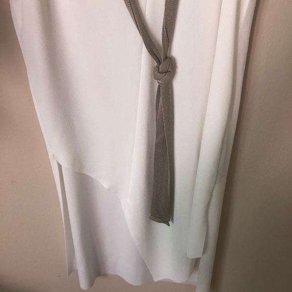 NWOT Zara Asymmetrical Cream Tunic Blouse Neutral - Picture 3 of 8